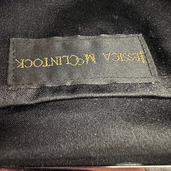 JESSICA McCLINTOCK CLUTCH OPTIONAL SHOULDER CHAIN EVENING BLACK FAUX LEATHER - Picture 6 of 7